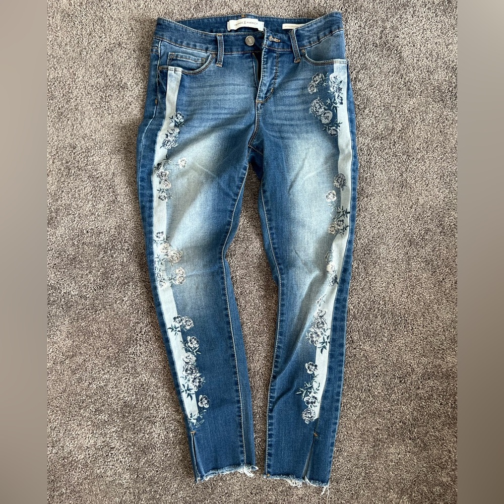 Vintage America Printed Blue Jeans